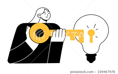 Woman with a key and an idea 109467976