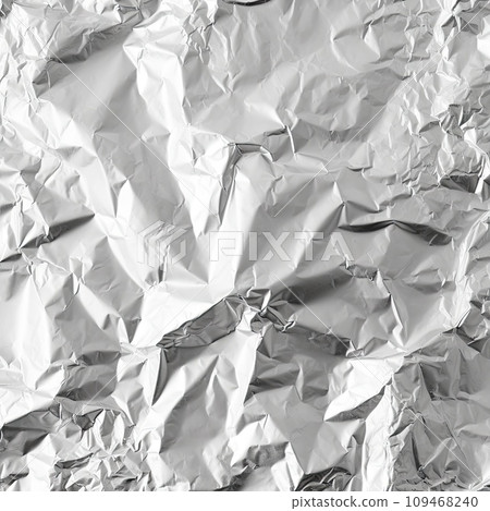 Aluminum Foil Texture Background, Wrinkled Aluminium Paper Pattern, Crumpled Tin Material Banner 109468240