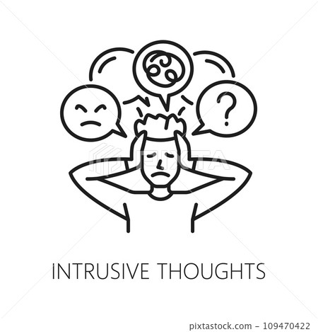 Intrusive thoughts psychological disorder... - Stock Illustration ...