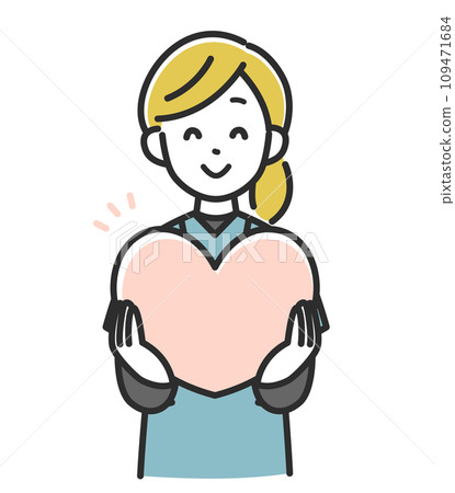 Smiling female medical staff holding a heart Smiling female medical staff holding a heart 109471684