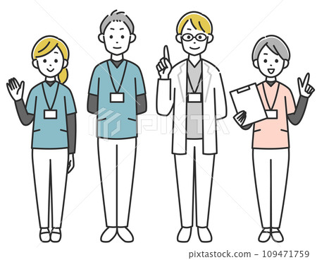 用簡單的線條畫出的醫護人員隊伍 用簡單的線條畫出的醫護人員隊伍 109471759
