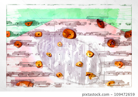 素描抱石抱石牆牆木抱攀岩健身房抱石健身房 109472659
