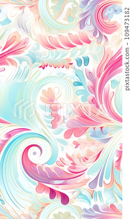 Pastel colored paisley pattern background | AI generated 109473182