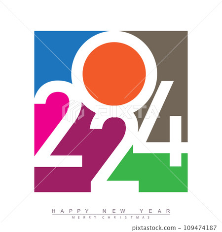 Happy new year 2024 design with unique numbers. Premium vector design for poster, banner, greeting and new year 2024 celebration. Vector 109474187