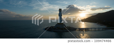 Guanyin statue at seaside in nanshan temple, hainan island , China. 109474466