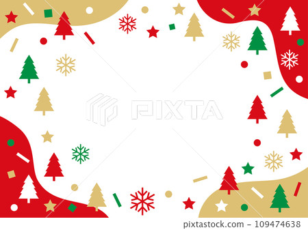 Christmas frame with snowflakes and fir trees 109474638