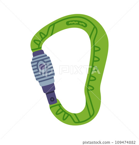 Clasp or Carabiner as Climbing Equipment for Fastening Vector Illustration 109474882