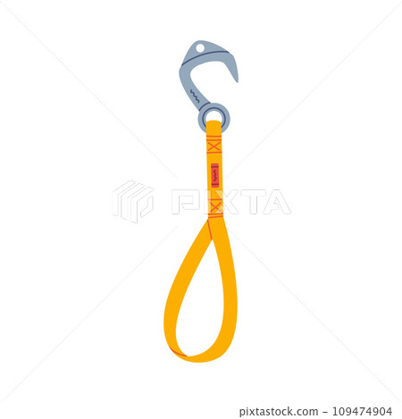 Metal Hook with Strap as Climbing Equipment Vector Illustration 109474904