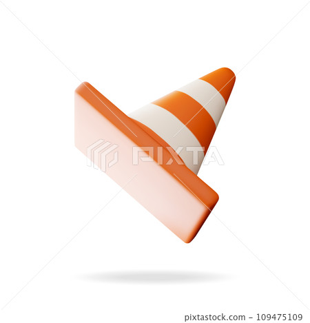 3D Traffic Cone Icon Isolated on White 3D Traffic Cone Icon Isolated on White 109475109