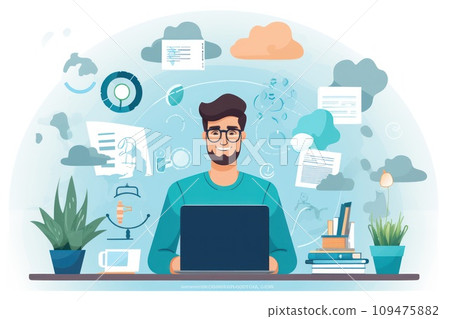E-learning, online education at home. Modern illustration concepts for website and mobile website development Generative AI 109475882