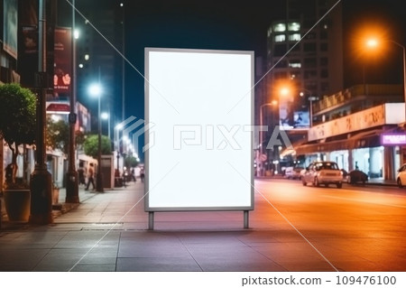 Blank advertising billboard in a large-scale square size . Generative AI 109476100