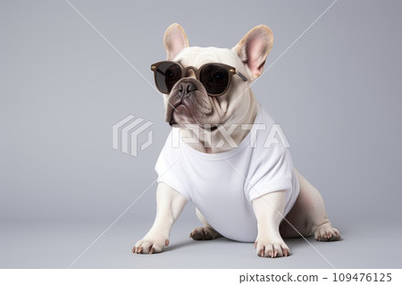 pet dog wear white shirt for mockup, generative AI 109476125