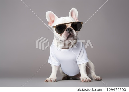 pet dog wear white shirt for mockup, generative AI pet dog wear white shirt for mockup, generative AI 109476200