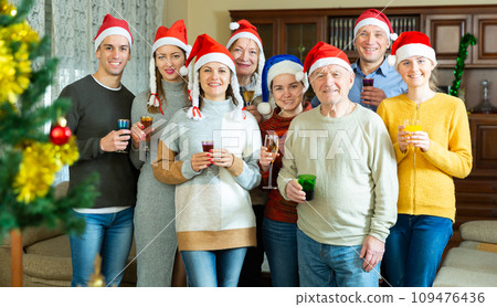Family posing on Christmas eve at home 109476436