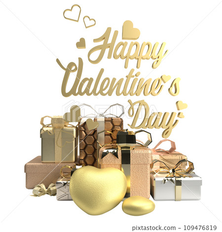 The gold gift box for Valentine's Day concept 3d rendering The gold gift box for Valentine's Day concept 3d rendering 109476819