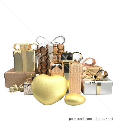 The gold gift box for Valentine's Day concept 3d rendering The gold gift box for Valentine's Day concept 3d rendering 109476821