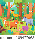 Animals living in the autumn forest (AI) 109477068