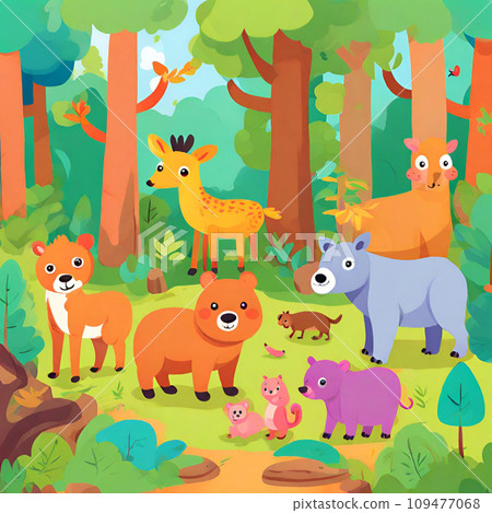 Animals living in the autumn forest (AI) Animals living in the autumn forest (AI) 109477068
