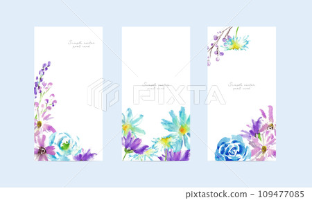 Watercolor. Watercolor touch flower illustration postcard template set. Invitation card with flower illustration. Watercolor. Watercolor touch flower illustration postcard template set. Invitation card with flower illustration. 109477085