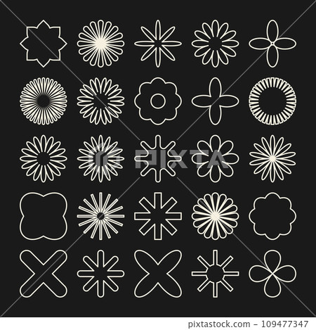 Brutalist geometric shapes, symbols. Simple primitive elements and forms. Bauhaus retro design, trendy contemporary minimalist style. Vector illustration Brutalist geometric shapes, symbols. Simple primitive elements and forms. Bauhaus retro design, trendy contemporary minimalist style. Vector illustration 109477347