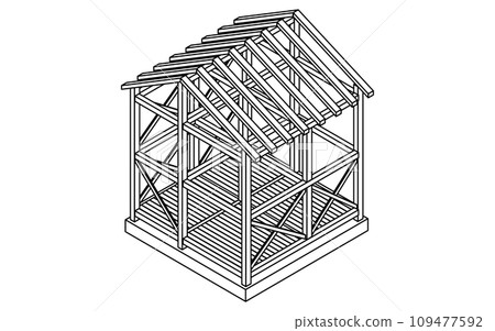建築結構圖解、木結構等距圖（木） 109477592