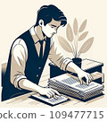 Office worker sorting documents 109477715
