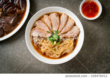 duck noodles with stewed duck soup 109478412