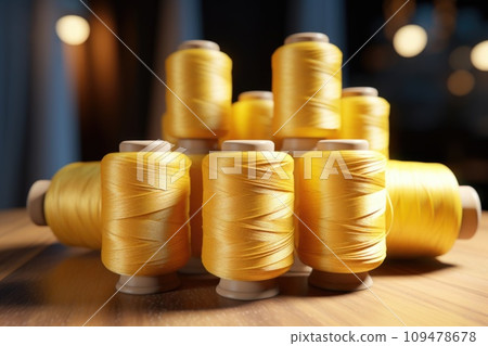 Yellow coils with threads in production 109478678