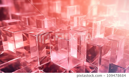 Abstract 3D background of pink transparent cubes 109478684