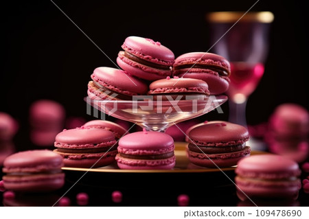 Dessert with almond pink cookies 109478690