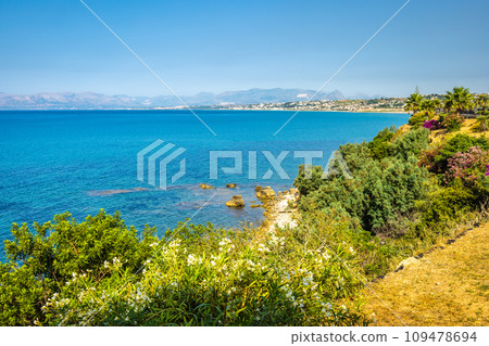 Coast at the Castellammare del Golfo in Sicily, Italy. 109478694
