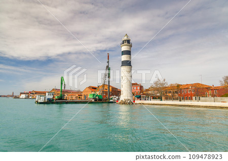 Lighthouse on the island of Murano near Venice, Italy. 109478923