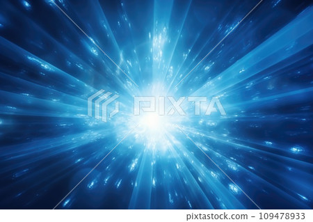 Abstract glowing effect of blue light with sparkling rays and white backlight 109478933