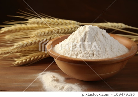 Whole grain flour in a bowl 109479186