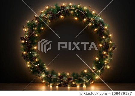Christmas wreath frame with garlands 109479187