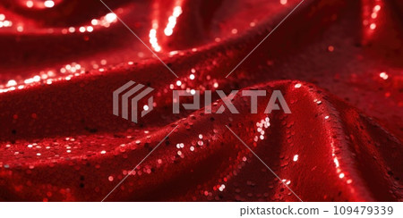Banner with shiny red fabric 109479339