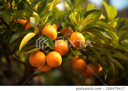 Kumquat growing on a tree 109479417