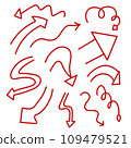 Set of arrow pointers. Driving direction icon. Doodle illustration 109479521