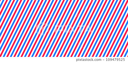 Barber shop pole background. Abstract diagonal line seamless pattern. Striped repeating wallpaper. Red, white and blue repeating texture. Vector wrapping paper backdrop Barber shop pole background. Abstract diagonal line seamless pattern. Striped repeating wallpaper. Red, white and blue repeating texture. Vector wrapping paper backdrop 109479525