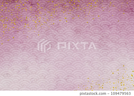 A background illustration of Japanese paper with gold leaf scattered on it. Perfect for New Year's cards 109479563