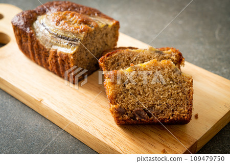 banana cake on wood board banana cake on wood board 109479750