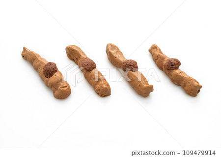chocolate meringue stick on white background 109479914