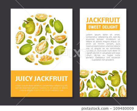 Jackfruit Natural Banner Design with Green Tropical Fruit Vector Template 109480009
