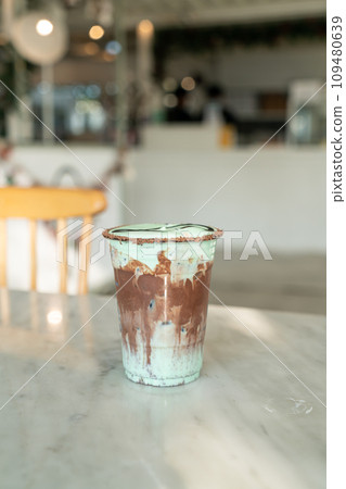 ice chocolate mint milkshake glass ice chocolate mint milkshake glass 109480639