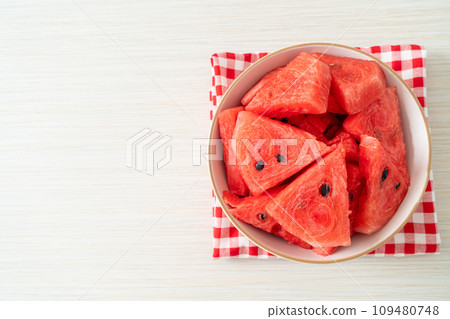fresh watermelon sliced  in  bowl 109480748