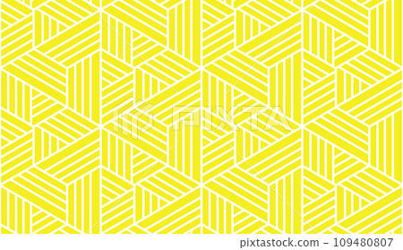 Abstract geometric pattern with stripes, lines. Seamless vector background. White and yellow ornament. Simple lattice graphic design 109480807
