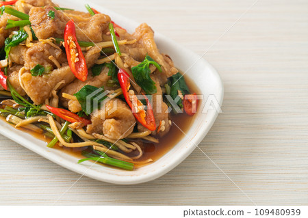 Stir Fried Fish with Chinese Celery Stir Fried Fish with Chinese Celery 109480939