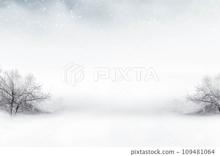 AI-generated content. A Serene Winter Wonderland with Majestic Trees and Delicate Snowflakes Generative AI. Created With Generative AI Technology 109481064