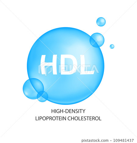 Cholesterol HDL type. Good cholesterin concept. High-density lipoprotein icon isolated on white background. Medical infographic 109481437