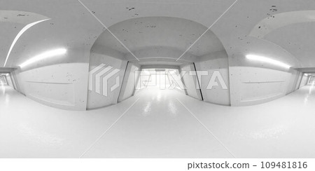 The Illuminated Passage: A Journey Through a White Tunnel Toward a Radiant Light 360 degree full panorama environment map 3d render illustration hdri hdr vr virtual reality content 109481816